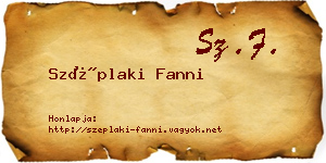 Széplaki Fanni névjegykártya